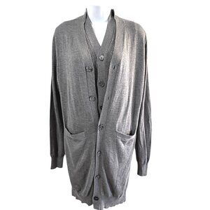 Current Air Gray Longline Cardigan Two-piece Sweater Button Front Pockets Womens